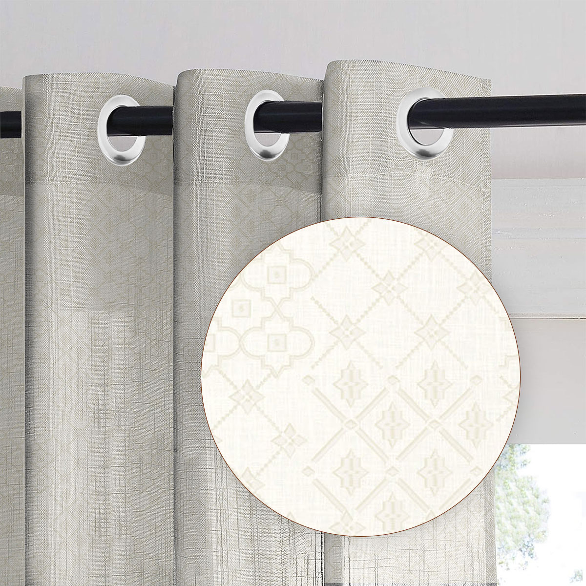 Moroccan Mist White Sheer Curtain